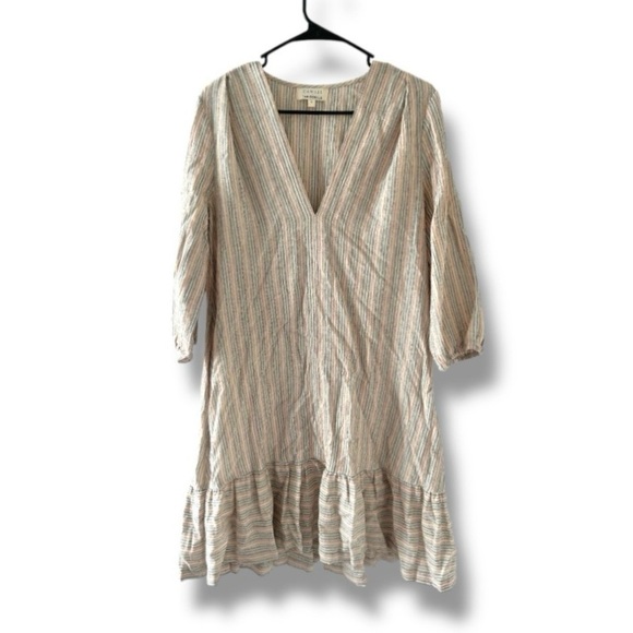 Damsel + The Odells Striped V-Neck Trapeze Flounce Dress Women’s Sz Small Spring - Picture 2 of 16